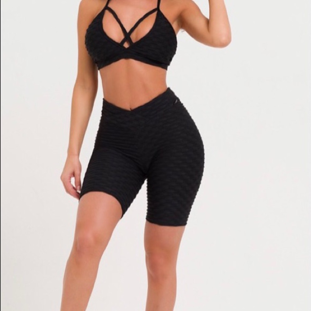 ‼️ Active Wear Honeycomb Textured Biker Shorts - Picture 6 of 6